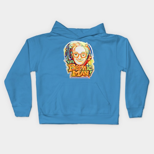 Vote BERNie , MAN !  Ink Brush Illustration Kids Hoodie by VJFranzK